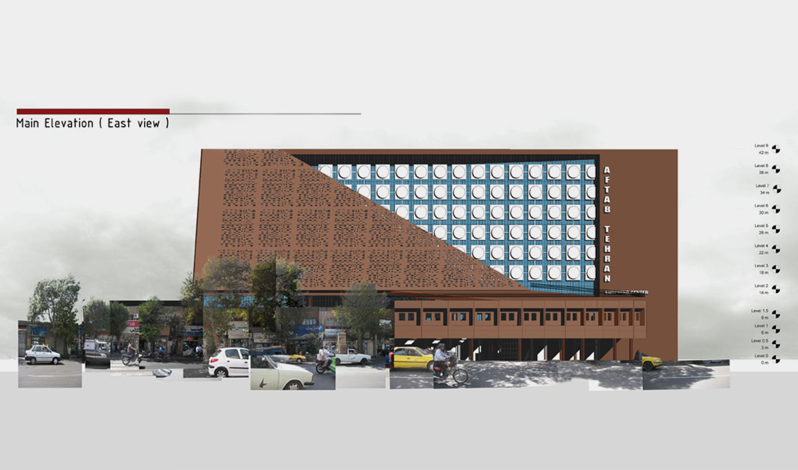 East Elevation as an Architectural Document of Aftab Multi-Functional Complex in Iran